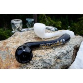 ROSS' GOLD GLASS BLACK SHERLOCK HAND PIPE